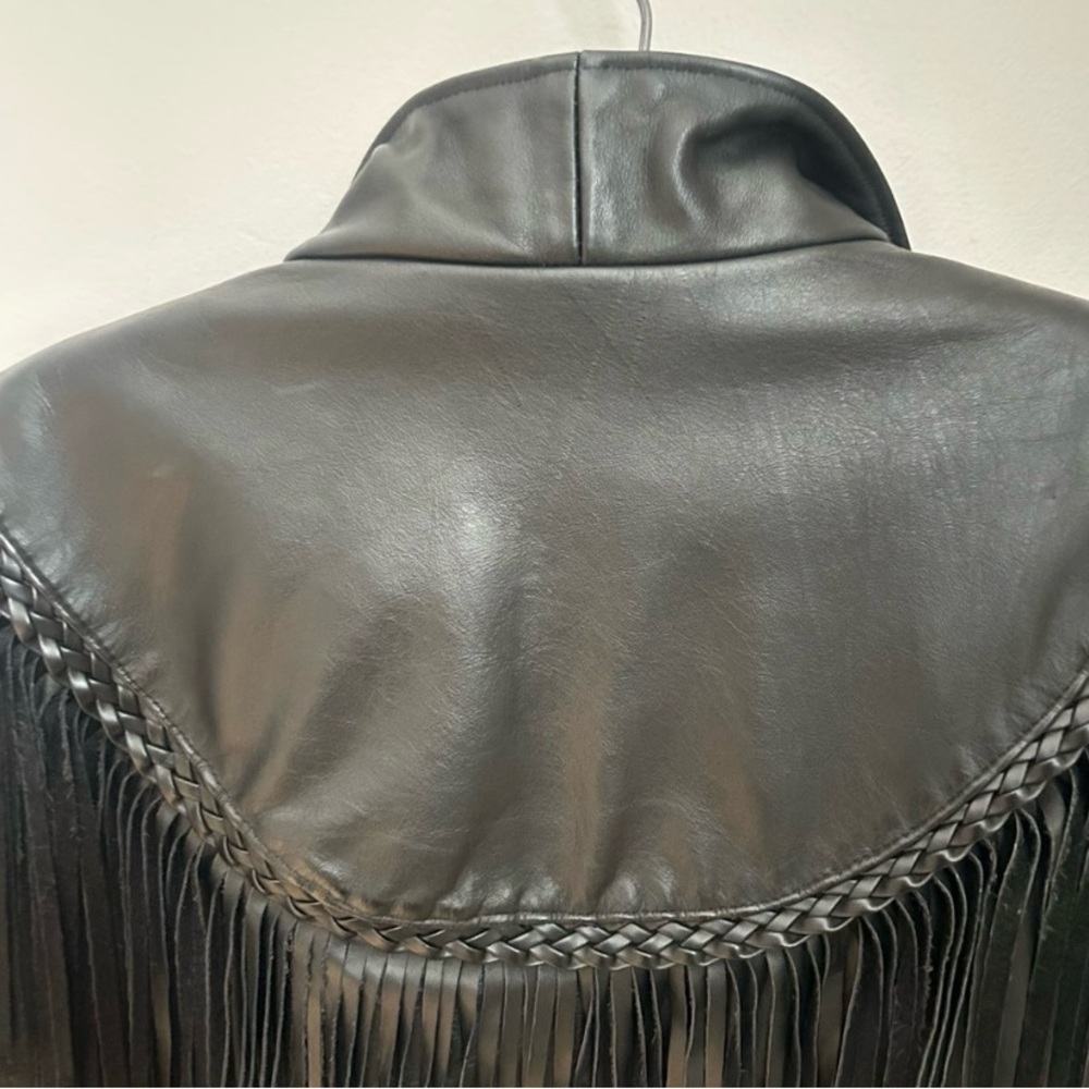 Vintage Black Fringe Leather Cropped Jacket - Women - Picture 10 of 16